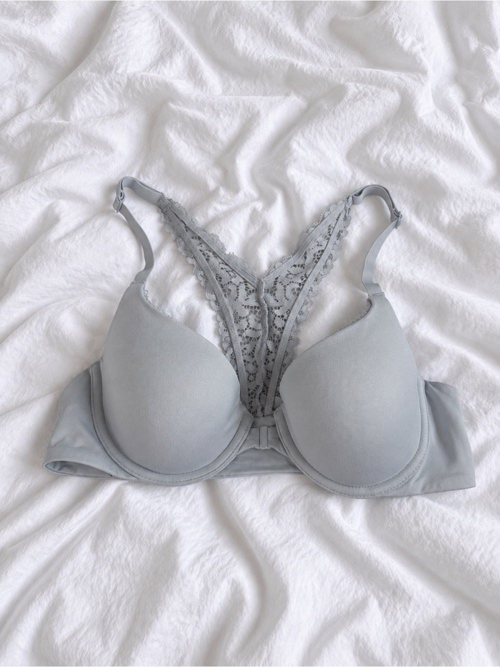 Victoria's Secret Light Gray Lace-Back Padded Bra